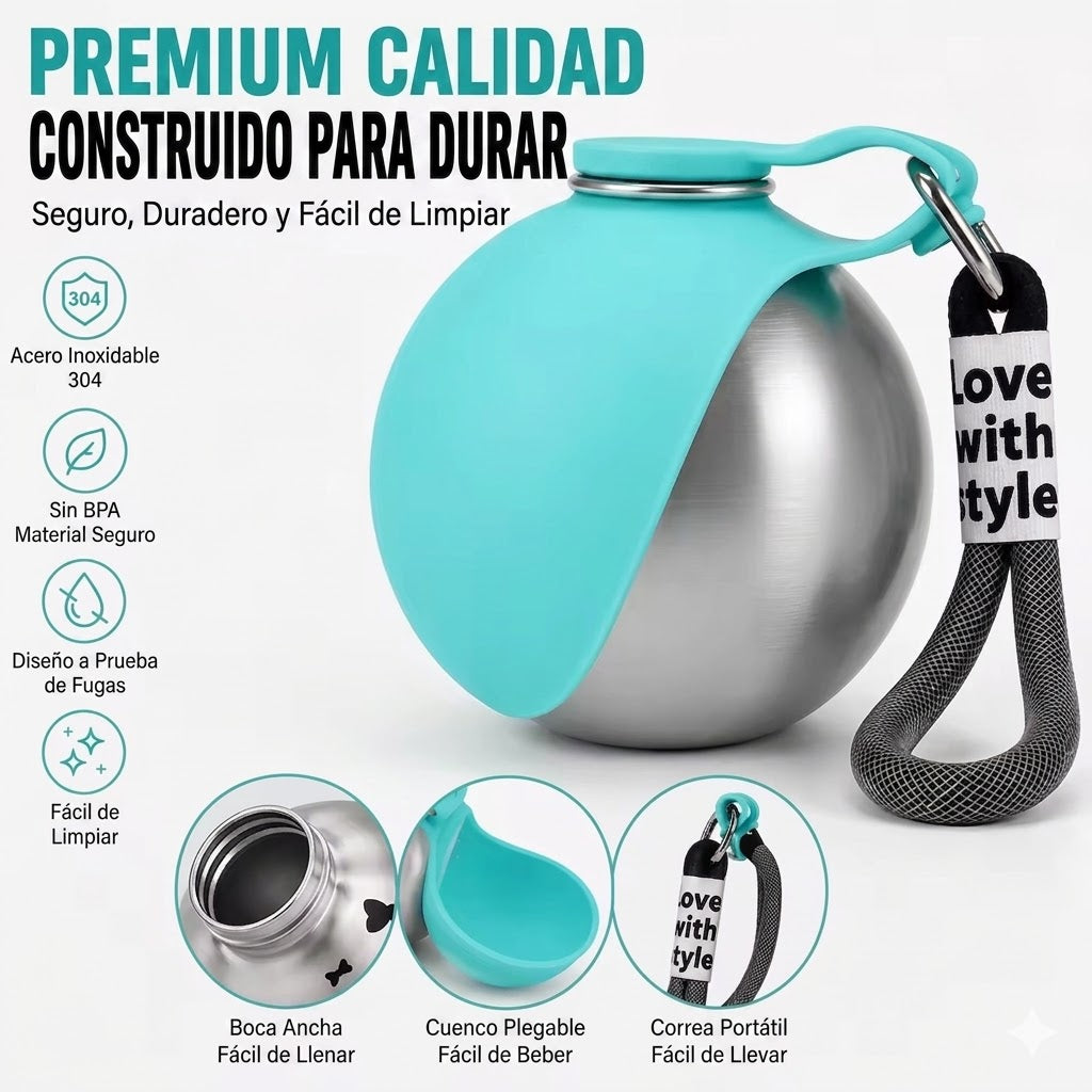 Botella 2en1 Portátil para Perros